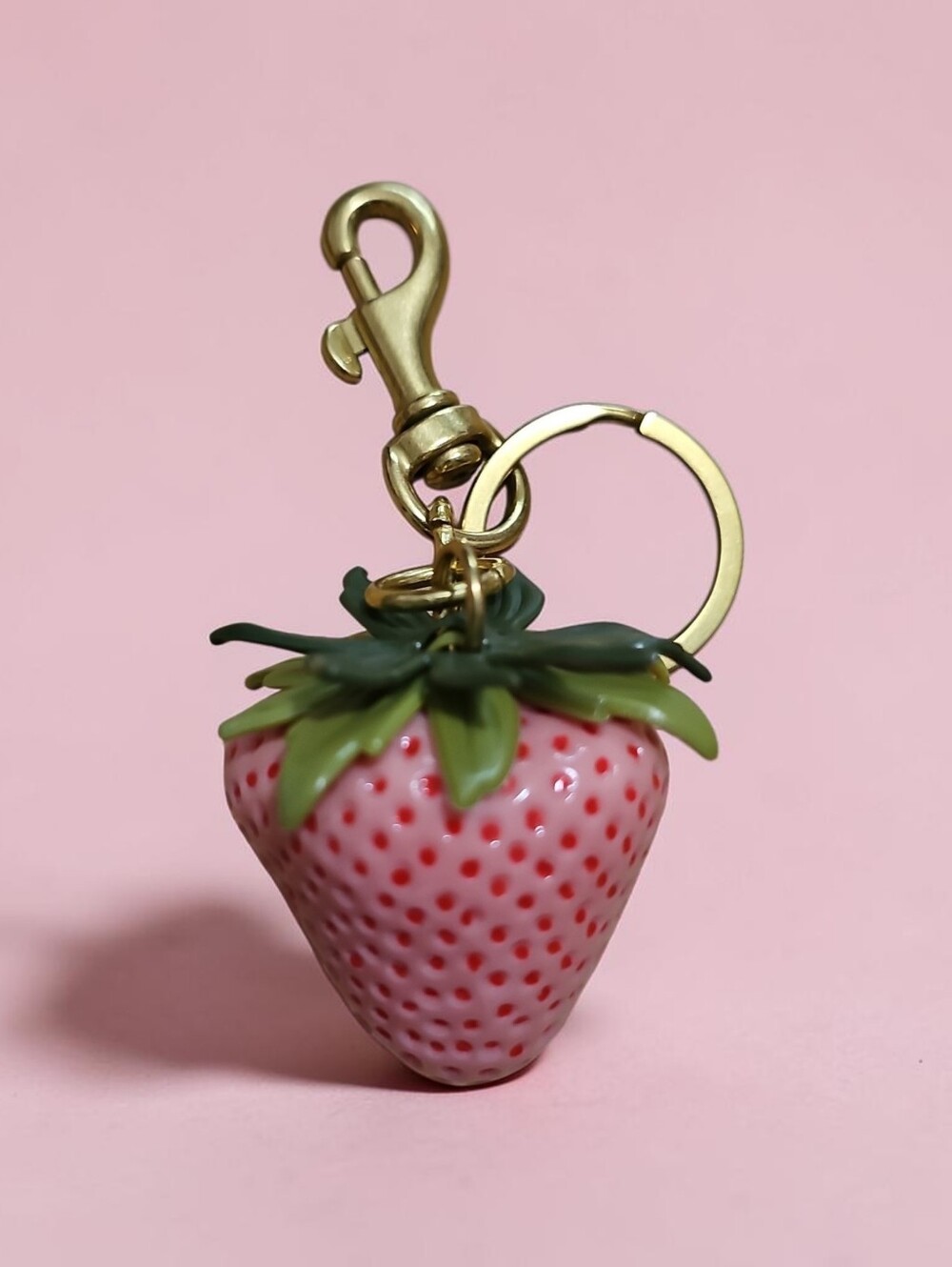 Nwt Sassified Boutique Strawberry Charm Keychain - Pink & Green